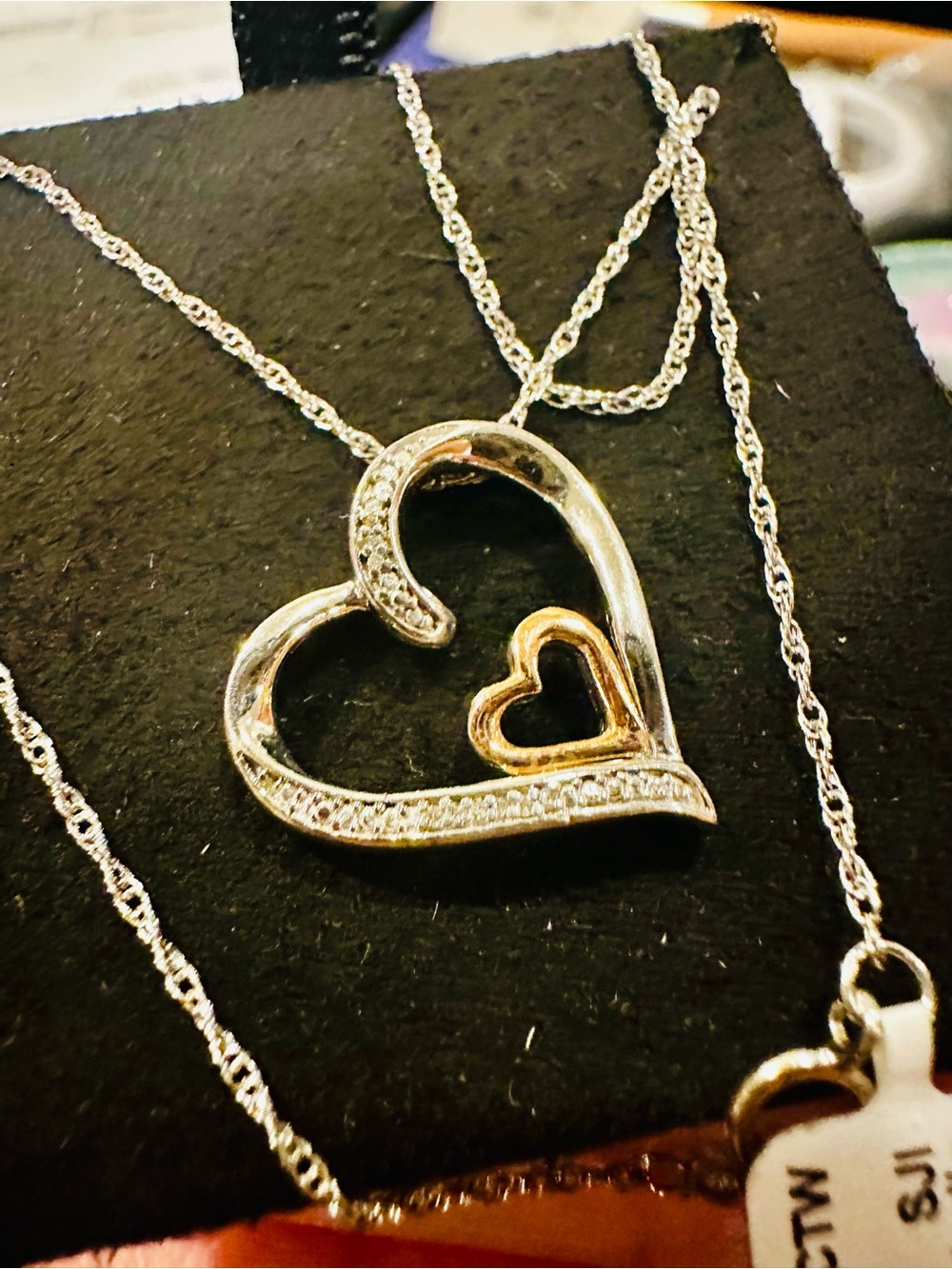 Two-Tone Heart Pendant Necklace - Silver and Gold